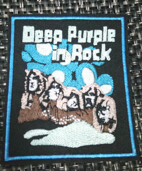 《黒青DP彫刻山4顔》新品ディープ・パープル・イン・ロックDeep Purple in Rock英国ロックバンド刺繍ワッペン◆音楽 ミュージック ■DIY