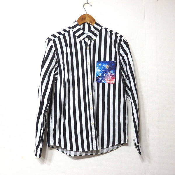 【送料無料】グラニフ長袖シャツ/Sサイズ ストライプ柄 良品 Design Tshirts Store graniph