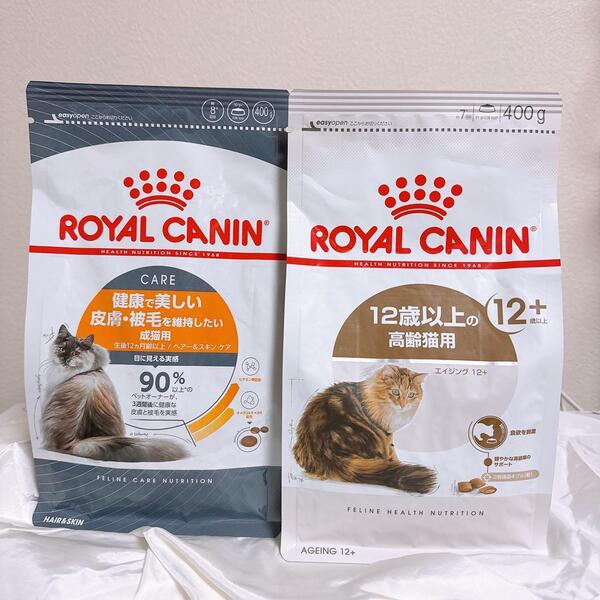 猫まっしぐら ロイヤルカナン 猫 12+エイジング と スキンケアビューティー400g1袋ずつ #鍵しっぽネコの森キャットフード
