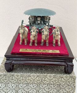 秦始皇帝陵青銅車馬レプリカ 中国 伝統工芸品 フィギュア 馬車 馬四頭 横約31.4㎝ 縦約19㎝ 高さ約18.5㎝ 2ー8