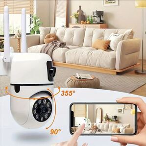 2台セット Wi-Fi対応 防犯カメラ WiFi接続 デュアルレンズカメラ 4MP/2.4G 空き巣や強盗対策に