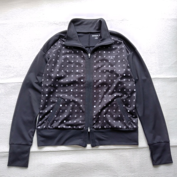 DANSKIN ダンスキン ジャージ フルZIPジャケット UVカット/トレーニング/エアロ/ヨガレディースウェア 黒 L 250428-04