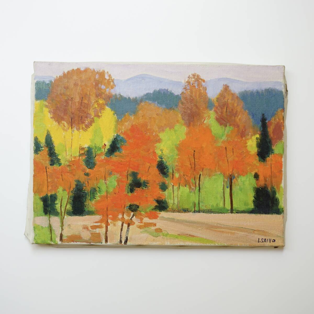 古い油絵 41×32㎝ 抽象画 油彩画 絵画 芸術 美術 アート レトロ