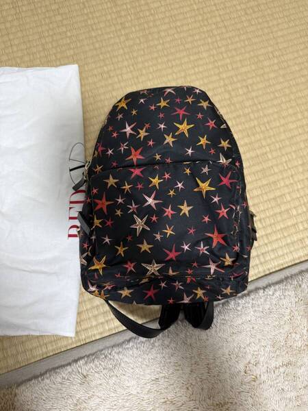レットヴァレンティノ 星スタッズ リュック バックパック ブラック レッド ナイロン RED VALENTINO 新品