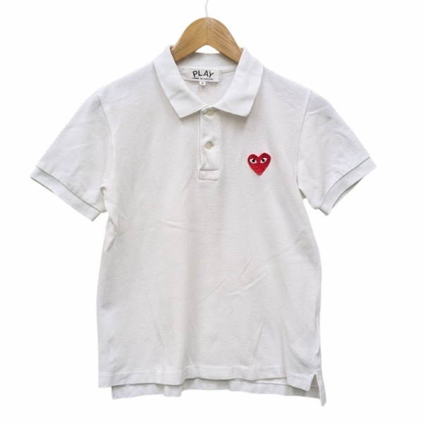 PLAY COMME des GARCONS プレイ コムデギャルソン AZ-T005 ハート ポロシャツ ホワイト サイズ S