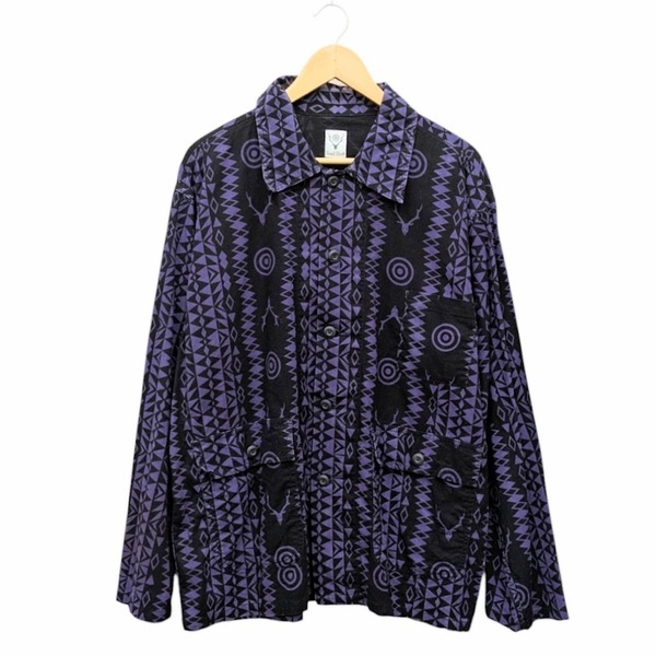 South2 West8 サウスツーウエストエイト HUNTING SHIRT-FLANNEL PRINTED フランネル ハンティングシャツ ブラック パープル サイズ M