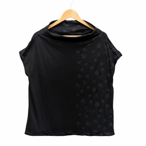 Yohji Yamamoto + NOIR ヨウジヤマモト ハイネック ドット カットソー ショートスリーブ ブラック NU-T70-098