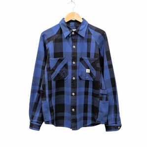 SASSAFRAS ササフラス バッファローチェックシャツ ブロックチェック ブルー ブラック サイズ S