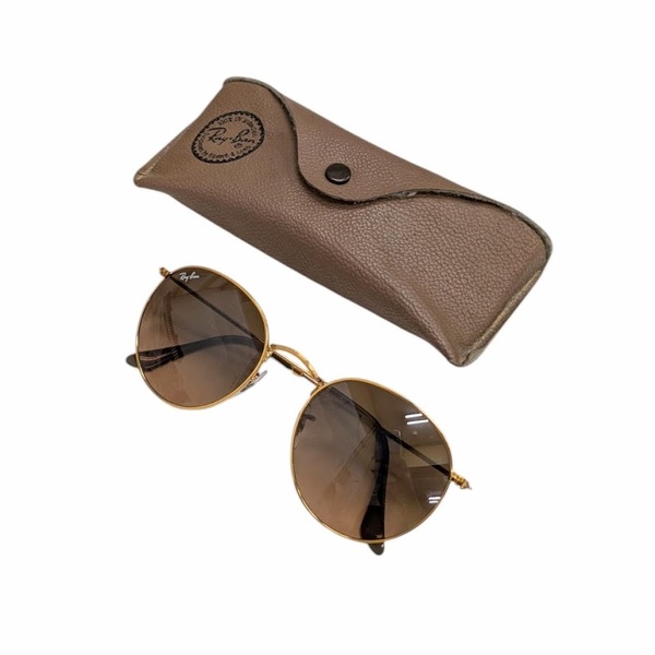 Ray-ban レイバン RB3447 ROUND METAL ティアドロップ サングラス ゴールドブラウンレンズ イタリア製 ケース付き