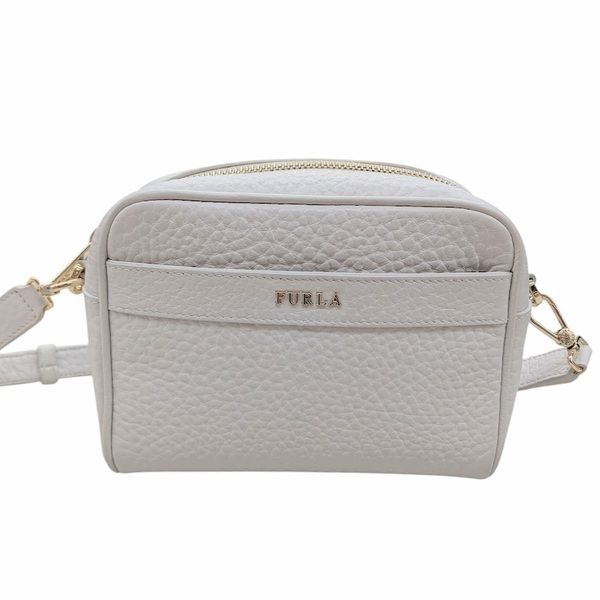 FURLA フルラ 2WAY ショルダーバッグ ポーチ ミニバッグ アヴリル ホワイトグレー レザー