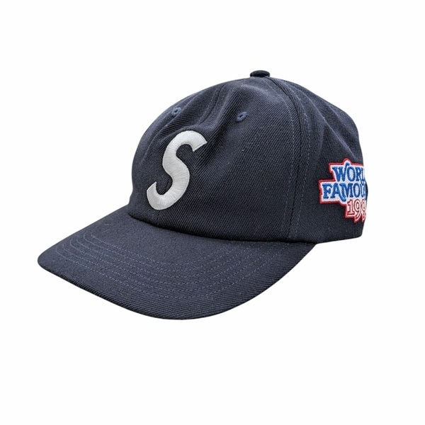 美品 25SS SUPREME Supreme シュプリーム World Famouos S Logo 6-Panel CAP キャップ ネイビー