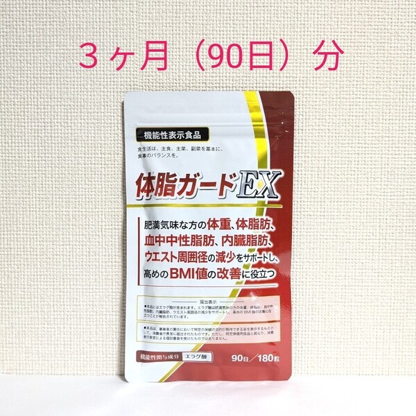 ☆送料無料☆ 体脂ガードEX 3ヶ月分(180粒・90日)/ 匿名配送 ダイエット 体脂肪 血中中性脂 BMI値の改善 duen