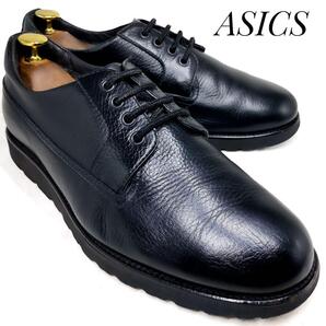 ☆即決・送料無料☆ASICS アシックス Pedala ペダラ GORETEX プレーントゥ 黒 ブラック 25cm 革靴 ビジネスシューズ 本革 本皮 メンズ