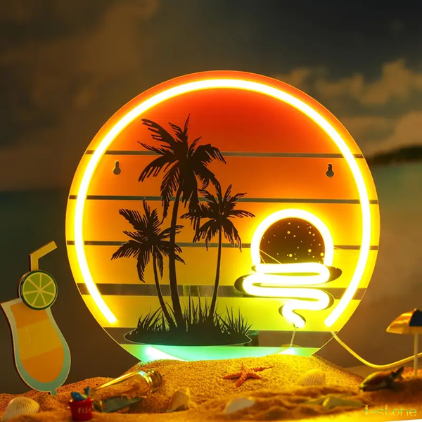 ネオンサイン ビューティフルサンセット LED電飾 看板 サンセットビーチ 夕焼け ムード作り お洒落 インテリア ディスプレイ 雰囲気照明