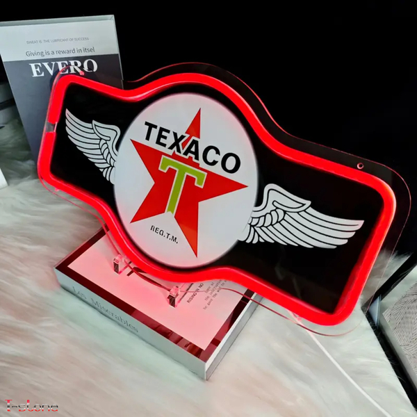 ネオンサイン TEXACO ガレージ看板 カーショップ LED看板 アメリカン雑貨 お洒落 インテリア ウォールディスプレイ 男の隠れ家 雰囲気照明