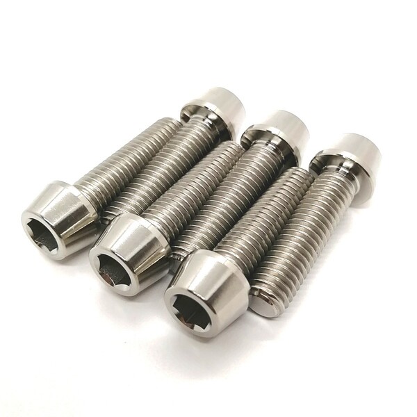 64チタン M8 P1.25 30mm 6本 セット テーパー キャップ ボルト チタン合金 Ti6Al4V