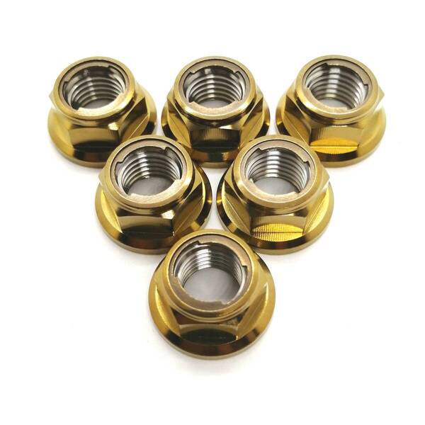 64チタン M10 P1.25 フランジ ロック ナット 6個 チタン合金 Ti6Al4V メタル