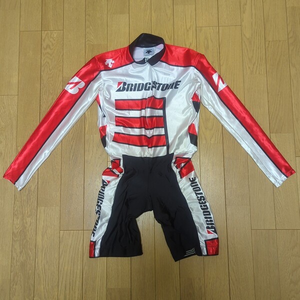 オーダーメイド ブリヂストン デサント スキンスーツ 強光沢 メンズ M レーシングスーツ ワンピース BRIDGESTONE DESCENTE 希少 長袖