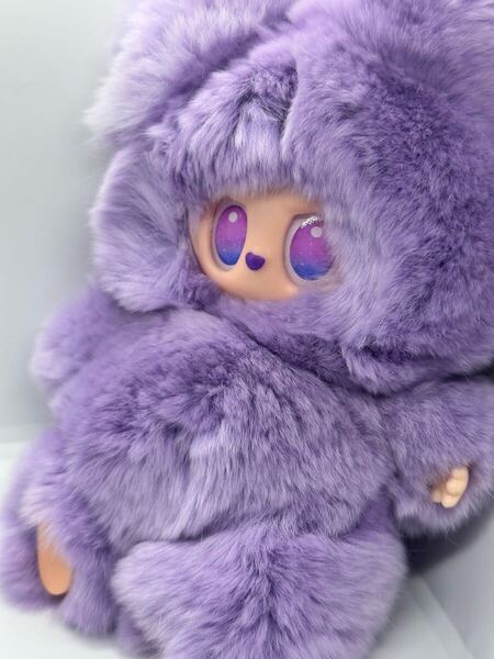 LABUBU ラブブ ぬいぐるみ キーホルダー紫色の 超ふわふわクマ型