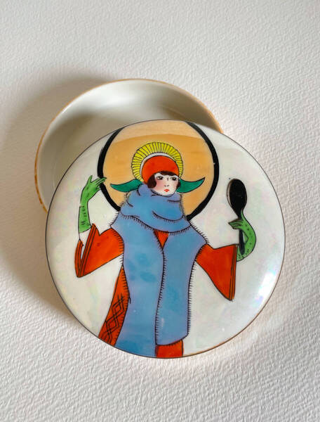 オールドノリタケ Noritake デコレディ パフケース パウダーボックス ラスター彩 アールデコ 海外輸出品