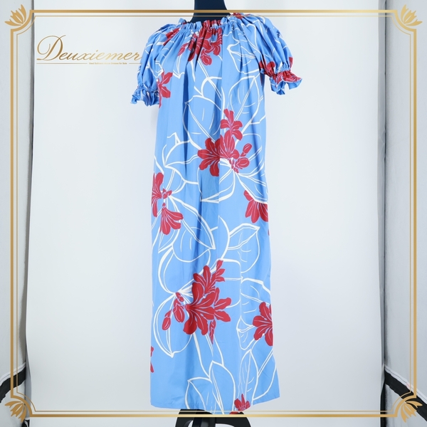 『送料無料』【日本製 フラダンス衣装】ブルー ALOHA STANDARDS アロハスタンダード ワンピース ドレス 青 赤 レッド 花柄 絞り 白 可愛い