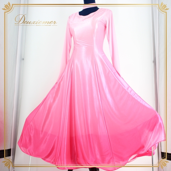 『送料無料』【社交ダンス衣装】ワンピース ドレス パーティー prima boutique プリマブティック ピンク マゼンダ ラインストーン 派手