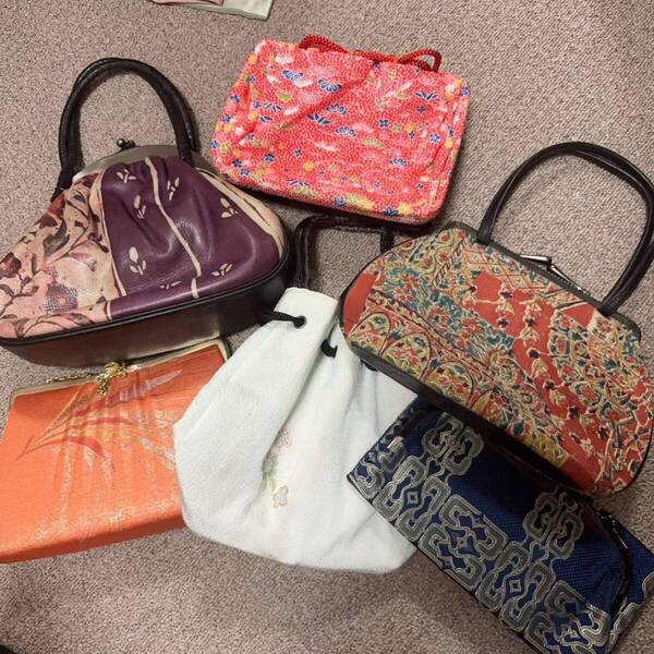 中古和装バッグ 6点 和装小物 ハンドバッグ クラッチバッグ バッグ 金糸 佐賀錦 西陣織①