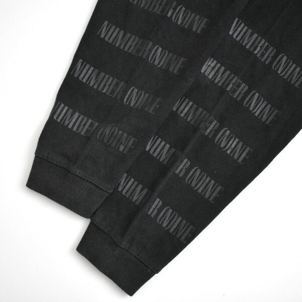 NUMBER (N)INE ナンバーナイン オールブラック 袖プリント Tシャツ M オーバーサイズ 裾ラウンド フェード