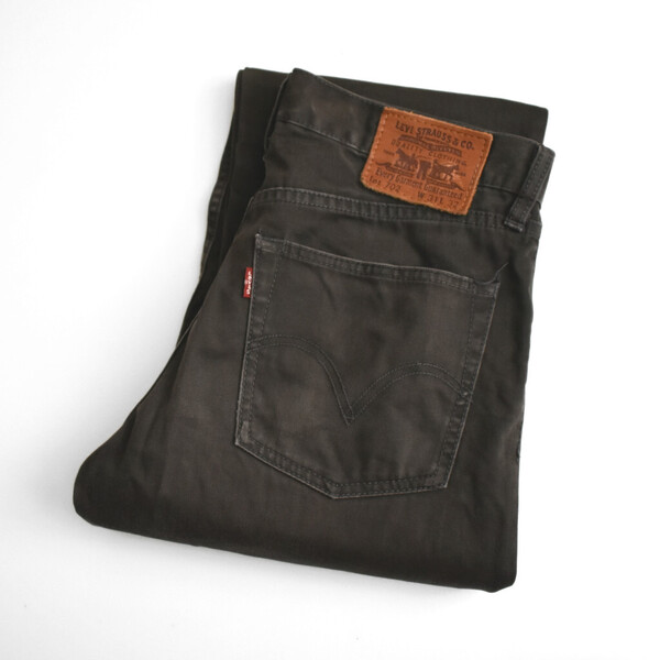 00s Y2K Levi’s リーバイス 702 コットン ストレート パンツ チャコール w31 革パッチ 赤タブ