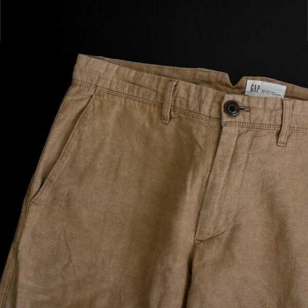 良品 GAP ギャップ リネン パンツ ブラウン 茶系 30×30 スリムフィット 麻