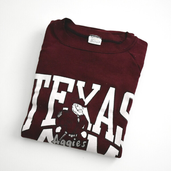 70s 80s vintage TEXAS A&M aggies スウェット シャツ ラグラン XL カレッジ フットボール sand knit mac gregor