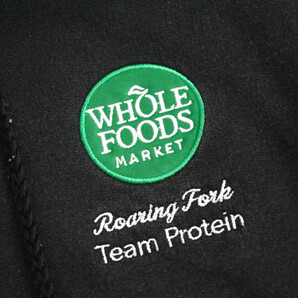 USA 古着 WHOLE FOODS MARKET 企業 プルオーバー フーディ スウェット パーカー 黒 フェード Hanes ultimate cotton 90s 00s vintage