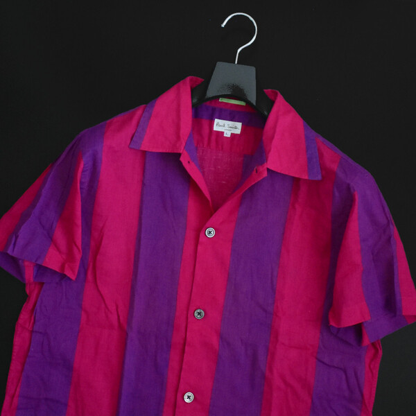 美品 90s Paul Smith LONDON ポールスミス ストライプ シャツ コットン L 日本製 全紳連タグ