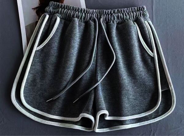 ショートパンツ ハーフパンツ 2本ライン付き ダークグレー 大きいサイズ