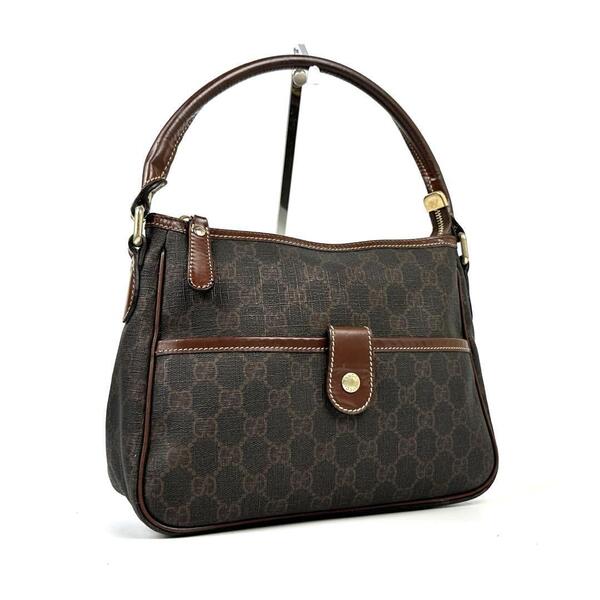 希少■GUCCI グッチ ハンドバッグ GGスプリーム 総柄 PVC レザー ゴールド金具 ブラウン メンズ レディース ユニセックス 男女兼用 人気