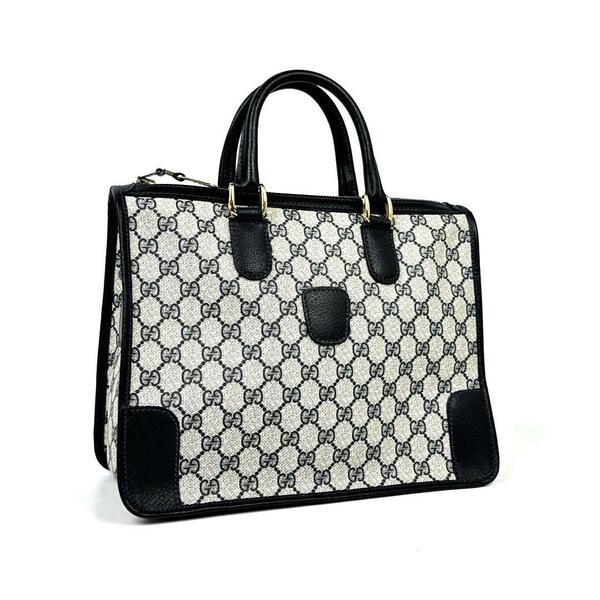 希少■GUCCI グッチ ハンドバッグ トートバッグ GGスプリーム 総柄 PVC レザー ネイビー メンズ レディース ユニセックス 男女兼用 人気