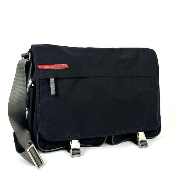 美品■PRADA プラダ ショルダーバッグ クロスボディ 肩掛け 斜め掛け ビジネスバッグ テスートナイロン 黒 メンズ レディース 男女兼用