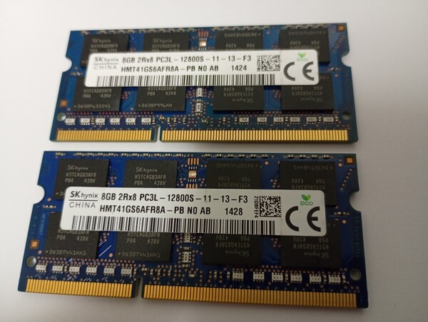 SK hynix 【低電圧】 合計16GB(8GB×2枚) PC3L-12800S 純正 かなり似ている 1424-1428