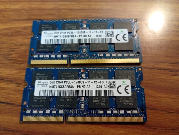 SK hynix 【低電圧】 合計16GB(8GB×2枚) PC3L-12800S レア 2枚