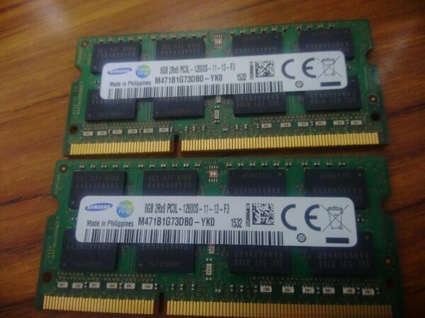 Samsung 【低電圧】 合計16GB(8GB×2枚) PC3L-12800S 揃いペア 1532-1532