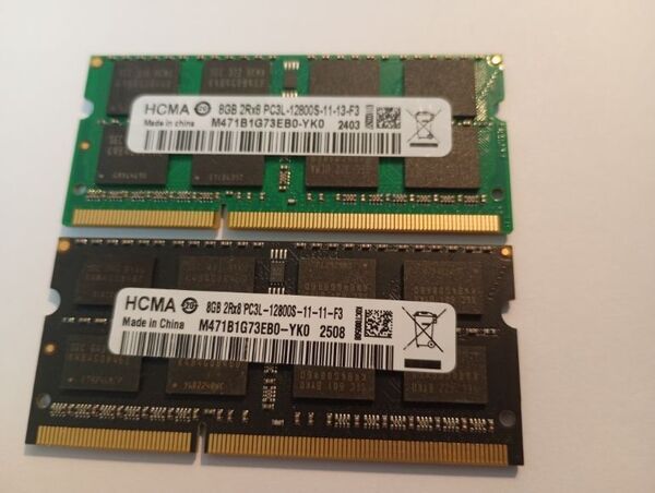 HCMA 【低電圧】 合計16GB(8GB×2枚) PC3L-12800S Samsung チップ 緑&黒基板