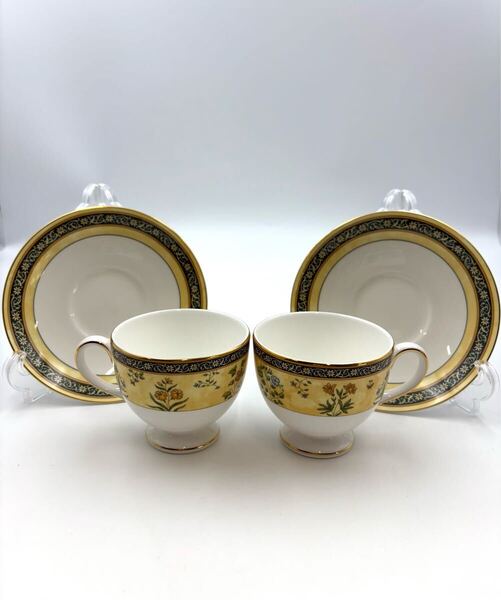 未使用保管品 WEDGWOOD ウェッジウッド インディア ティーカップ&ソーサー リー ペア 2客セット