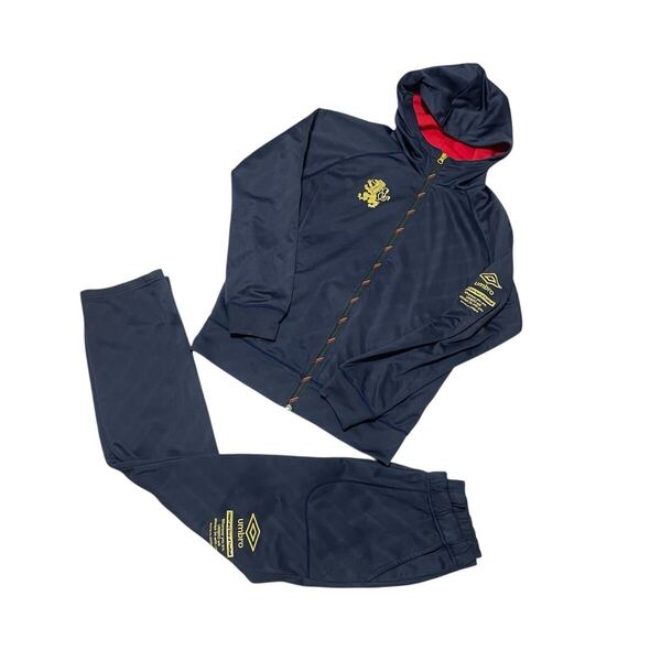 【超希少品】umbro UMBRO アンブロ ジャージ セットアップ 上下 パーカー ズボン ライオン ロゴ刺繍 紺 ネイビー Mサイズ