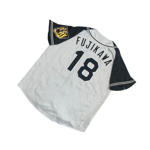阪神タイガース MIZUNO ミズノ レプリカユニフォーム 藤川球児 藤川 球児 18 旧ビジター グレー 黒 ブラック 刺繍 Mサイズ