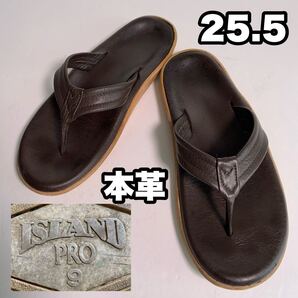 アイランドスリッパ 本革 トングサンダル 25.5cm ダークブラウン レザー