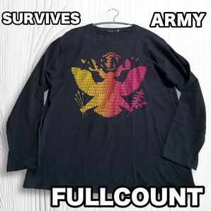 FULLCOUNT グラフィックプリント ビンテージ ロンT Tシャツ 長袖 黒 カットソー