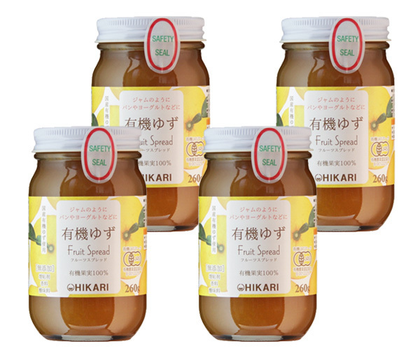 有機 ゆずフルーツスプレッド(260g)X3本★無添加・無人工甘味料★粘着剤不使用★砂糖の使用なし★ゆず茶やフレバーティー、ゆず味噌にも♪