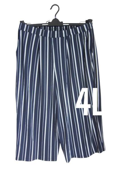 ★送料無料 205 新品 【4L】 ネイビー ストライプ サラっと パンツ 大きいサイズ ゆうパケットポスト