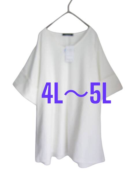 ★送料無料 F62 新品 【4L~5L】 ~6L着用可 ホワイト 綿混 半袖 カットソー 大きいサイズ ゆうパケットポスト
