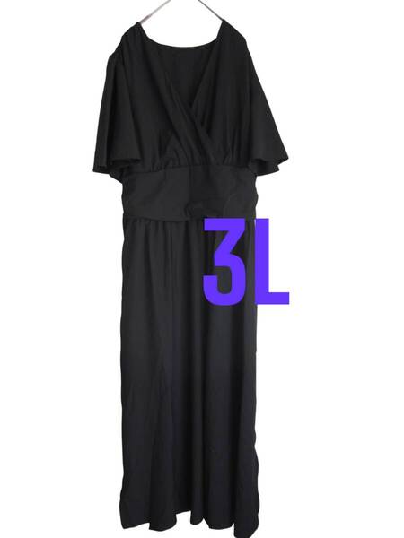 送料無料 F68 美品 【1XL・3L】 ブラック カシュクール チュニック ワンピース 大きいサイズ ゆうパケットプラス